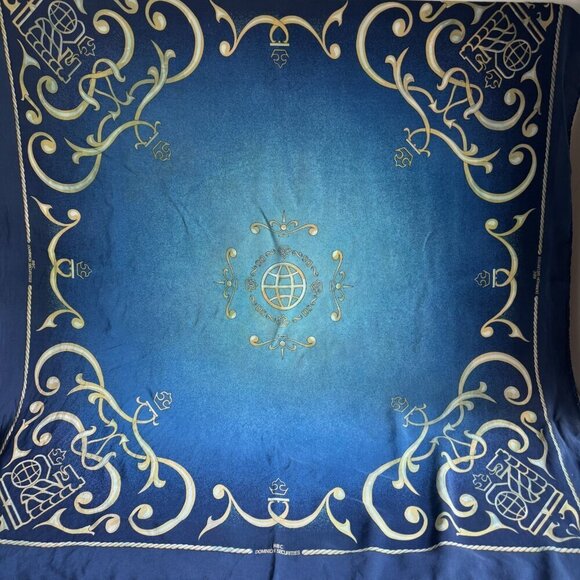 RBC Dominion Securities Blue Gold Silk Handrolled Scarf - Picture 2 of 8